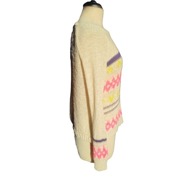 Foreign Exchange Womans Knit Sweater Retro Long Sleeve Round Neck Size Medium Ra - Picture 3 of 11